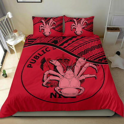 Niue Duvet Cover Set - Niue Coat Of Arms & Coconut Crab Red