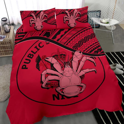 Niue Duvet Cover Set - Niue Coat Of Arms & Coconut Crab Red