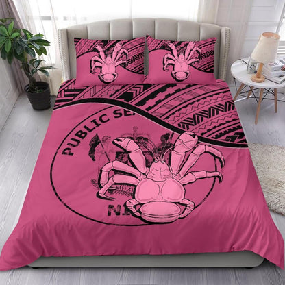 Niue Duvet Cover Set - Niue Coat Of Arms & Coconut Crab Pink