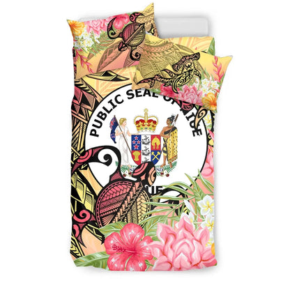 Niue Bedding Set - Flowers Tropical With Sea Animals