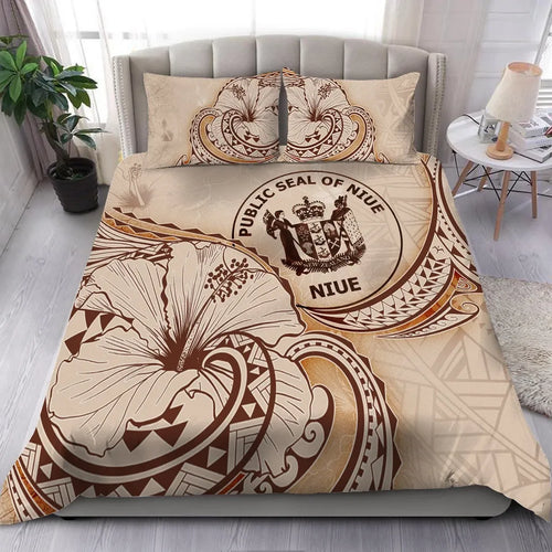 Niue Bedding Set - Hibiscus Flower Vintage Style
