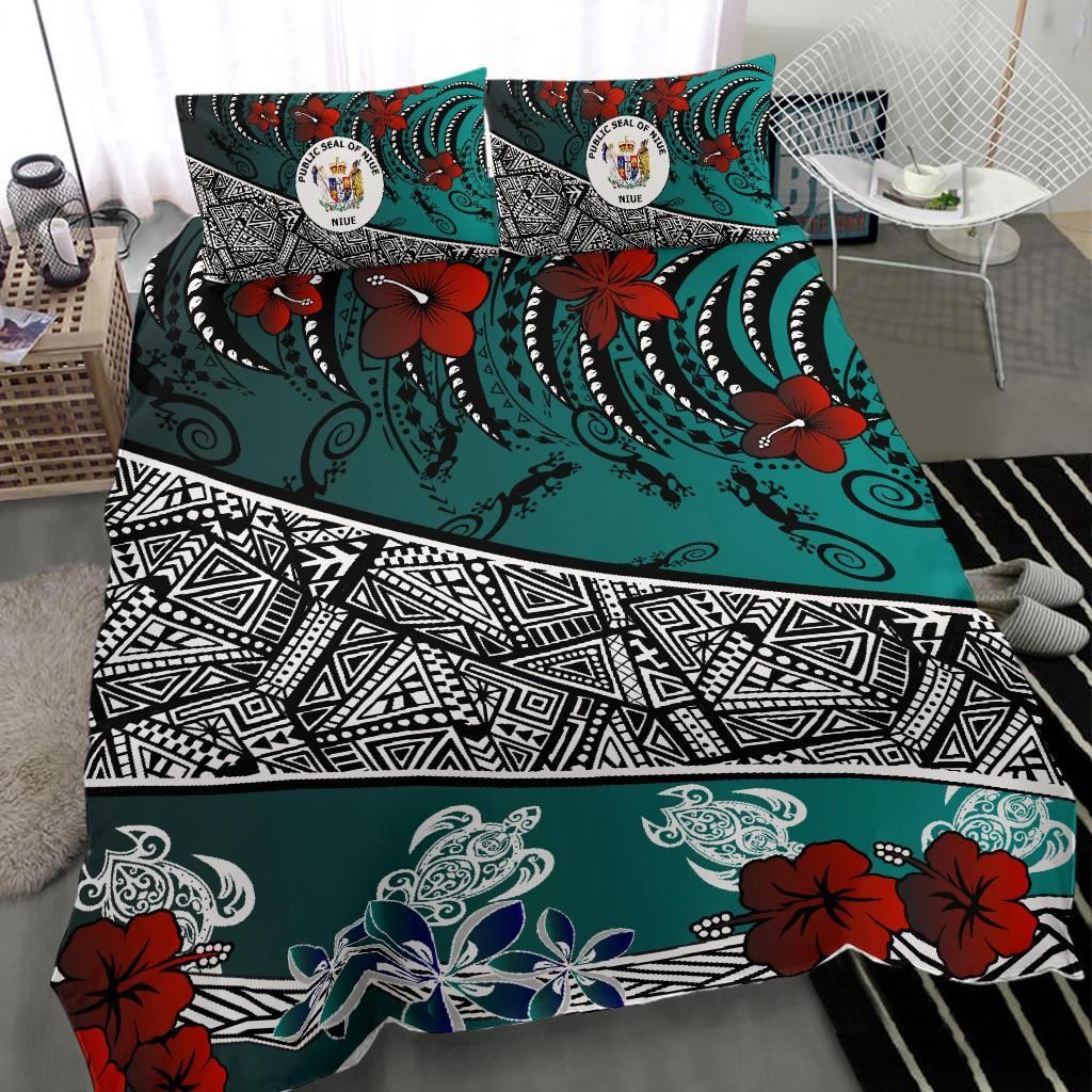 Niue Bedding Set - Lizard And Turtle Green