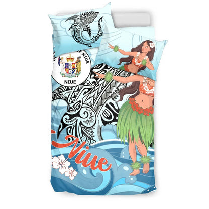 Niue Bedding Set - Polynesian Girls With Shark