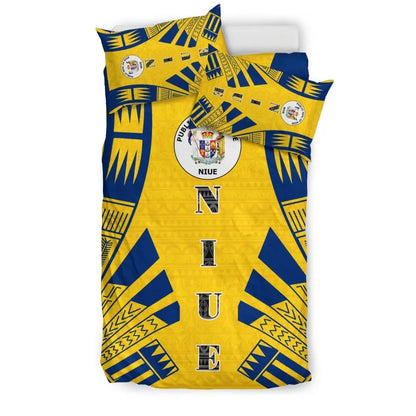 Niue Duvet Cover Set - Polynesian Tattoo Flag