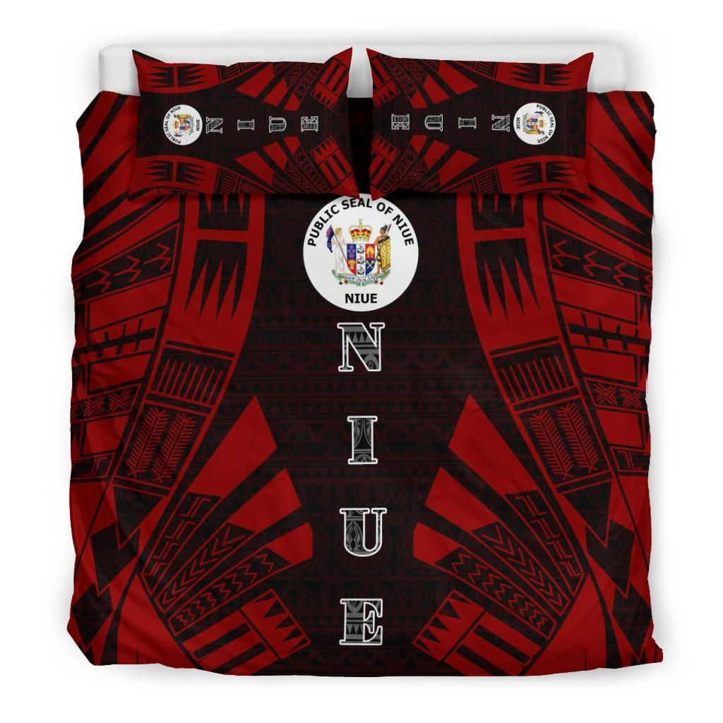 Niue Duvet Cover Set - Polynesian Tattoo Red