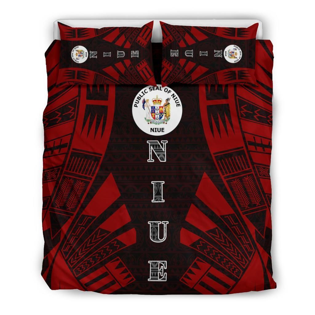 Niue Duvet Cover Set - Polynesian Tattoo Red