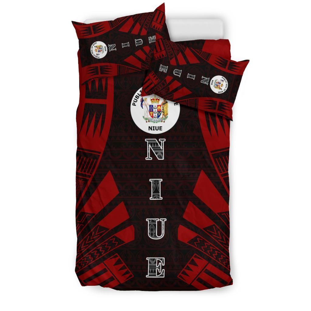 Niue Duvet Cover Set - Polynesian Tattoo Red
