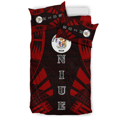 Niue Duvet Cover Set - Polynesian Tattoo Red