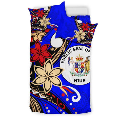 Niue Bedding Set - Tribal Flower With Special Turtles Blue Color