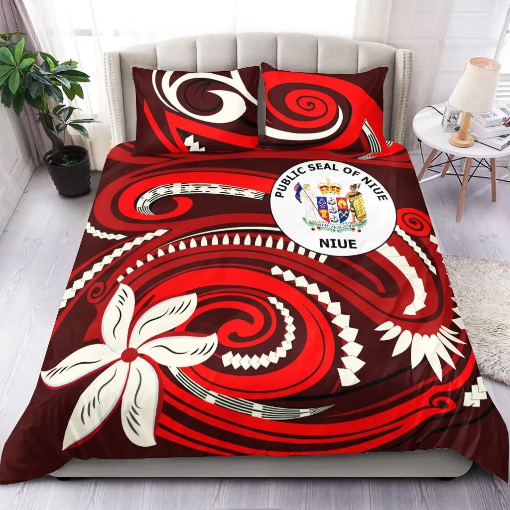 Niue Bedding Set - Vortex Style Red Color