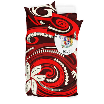 Niue Bedding Set - Vortex Style Red Color