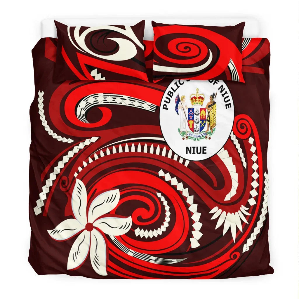 Niue Bedding Set - Vortex Style Red Color