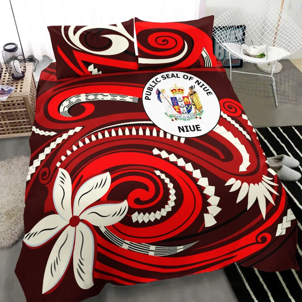 Niue Bedding Set - Vortex Style Red Color