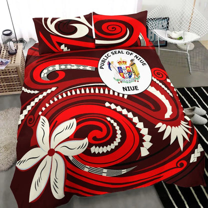 Niue Bedding Set - Vortex Style Red Color