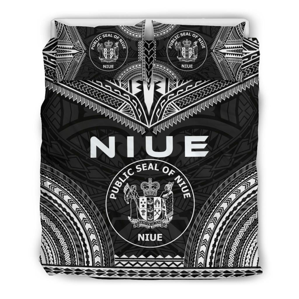 Niue Polynesian Chief Duvet Cover Set - Black Version