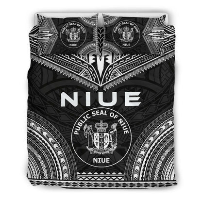 Niue Polynesian Chief Duvet Cover Set - Black Version