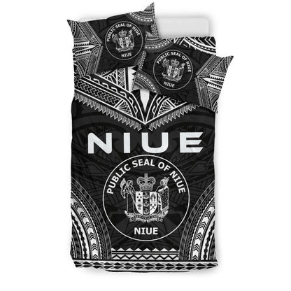Niue Polynesian Chief Duvet Cover Set - Black Version