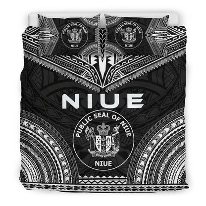 Niue Polynesian Chief Duvet Cover Set - Black Version