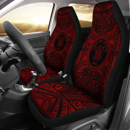 Niue Car Seat Cover - Niue Coat Of Arms Polynesian Red Black