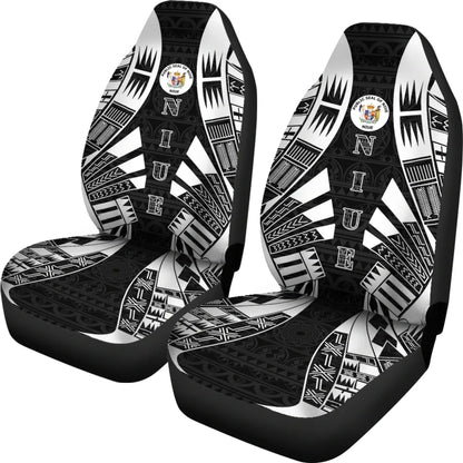 Niue Car Seat Covers - Niue Seal Polynesian Tattoo Black