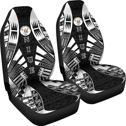 Niue Car Seat Covers - Niue Seal Polynesian Tattoo Black