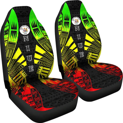 Niue Car Seat Covers - Niue Seal Polynesian Tattoo Reggae