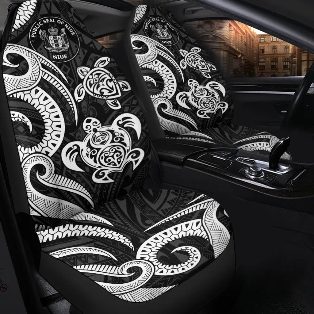 Niue Car Seat Covers - White Tentacle Turtle