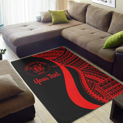 Niue Custom Personalised Area Rug - Red Polynesian Tentacle Tribal Pattern