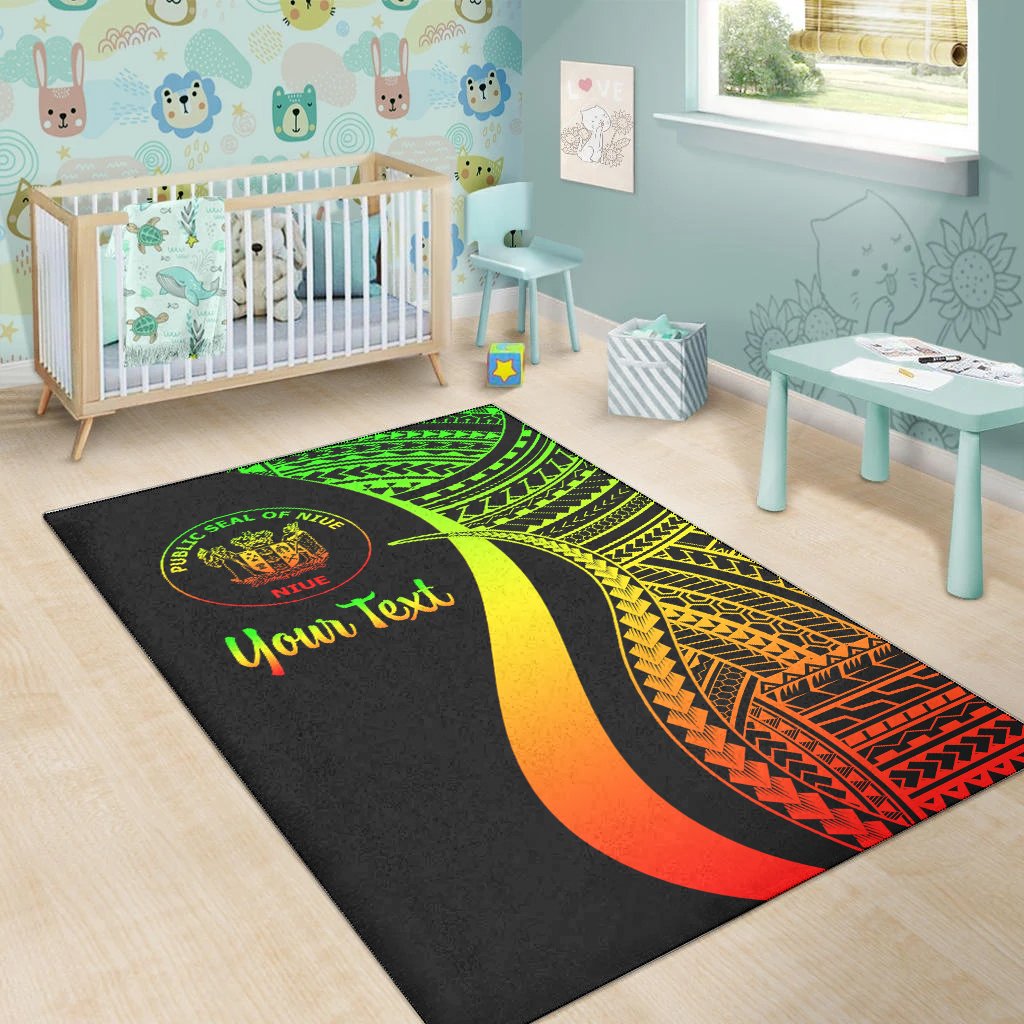 Niue Custom Personalised Area Rug - Reggae Polynesian Tentacle Tribal Pattern