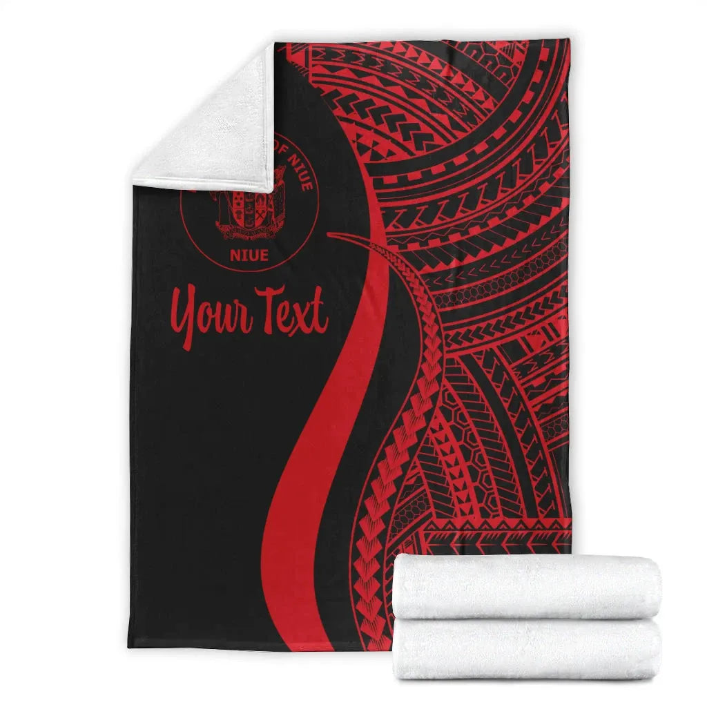 Niue Custom Personalised Premium Blanket - Red Polynesian Tentacle Tribal Pattern