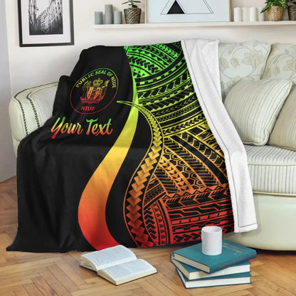 Niue Custom Personalised Premium Blanket - Reggae Polynesian Tentacle Tribal Pattern