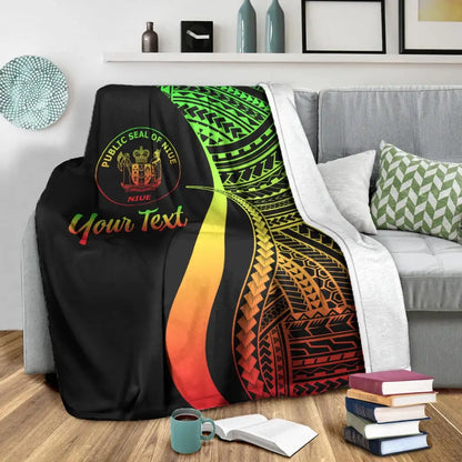 Niue Custom Personalised Premium Blanket - Reggae Polynesian Tentacle Tribal Pattern