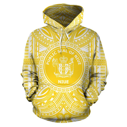 Niue All Over Hoodie - Niue Coat Of rms Polynesian Flag Color