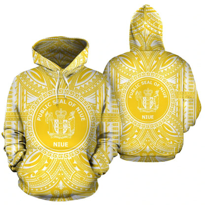 Niue All Over Hoodie - Niue Coat Of rms Polynesian Flag Color