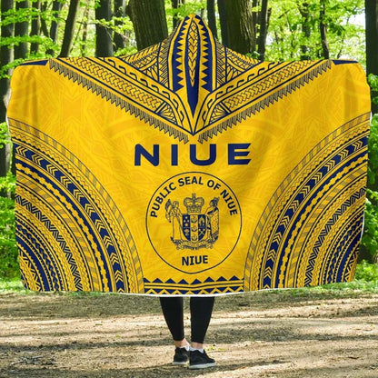 Niue Flag Polynesian Chief Hooded Blanket