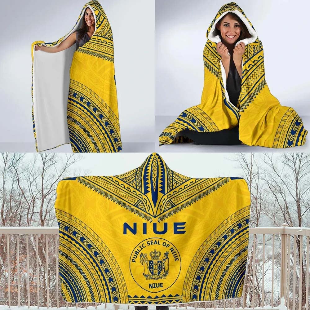 Niue Flag Polynesian Chief Hooded Blanket