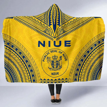Niue Flag Polynesian Chief Hooded Blanket