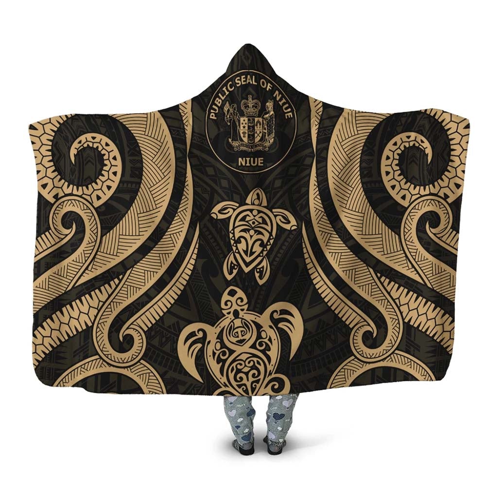 Niue Hooded Blanket - Gold Tentacle Turtle