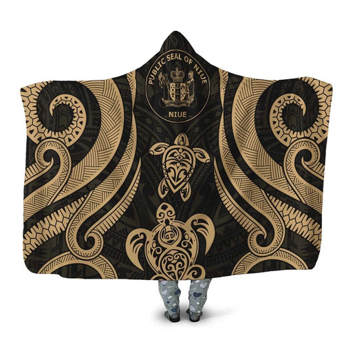 Niue Hooded Blanket - Gold Tentacle Turtle