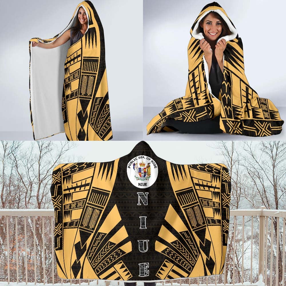 Niue Hooded Blanket - Polynesian Tattoo Gold