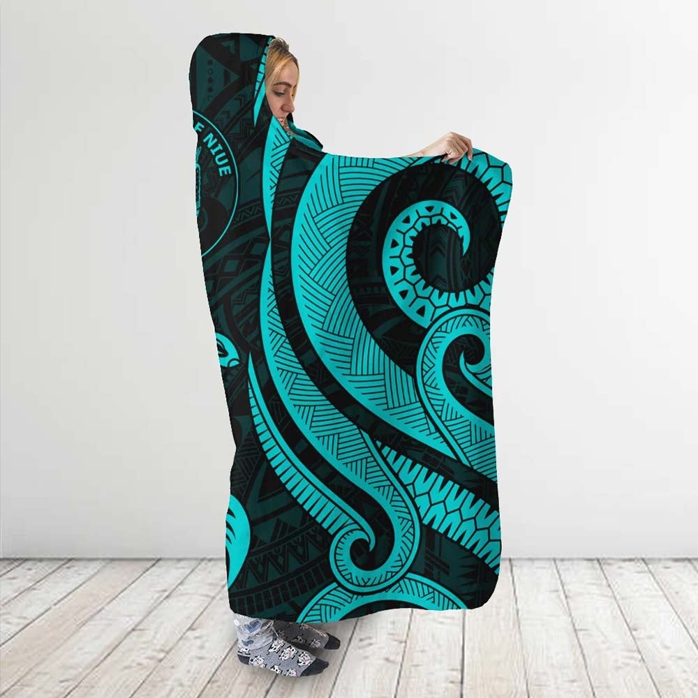 Niue Hooded Blanket - Turquoise Tentacle Turtle