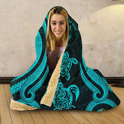 Niue Hooded Blanket - Turquoise Tentacle Turtle