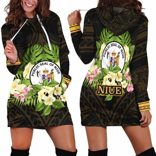Niue Hoodie Dress - Polynesian Gold Patterns Collection
