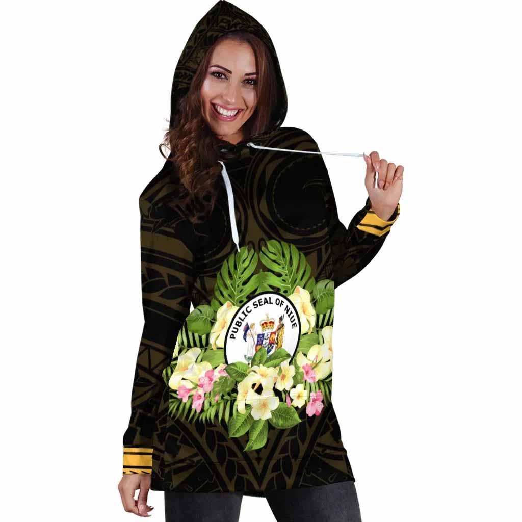 Niue Hoodie Dress - Polynesian Gold Patterns Collection