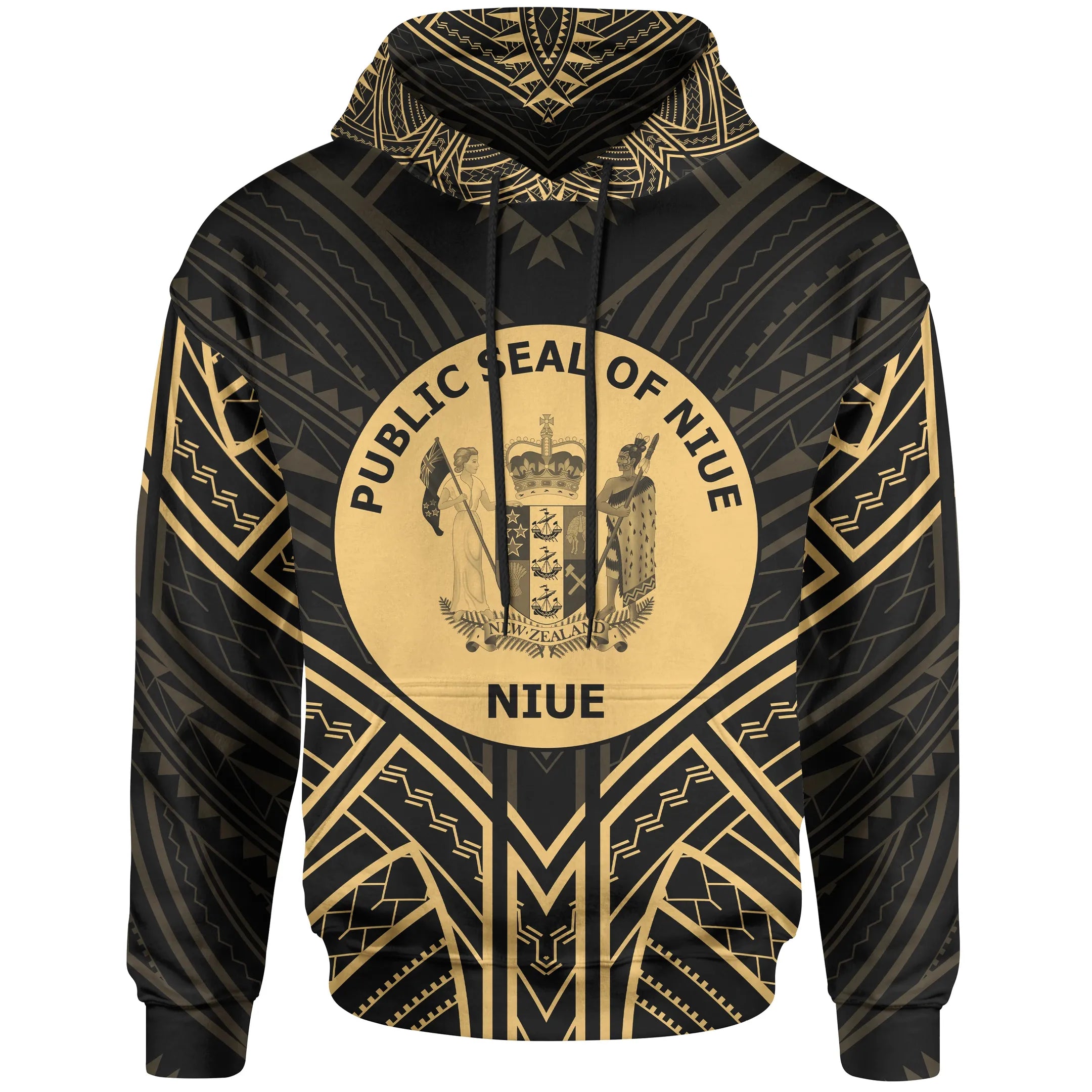 Niue Hoodie - Niue Seal Gold Tribal Patterns | Polynesian.co