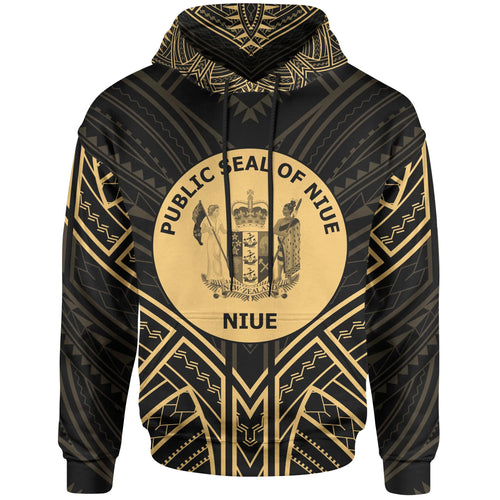 Niue Hoodie - Niue Seal Gold Tribal Patterns