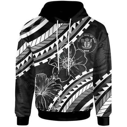 Niue Hoodie -  Palm Leaf Texture Black