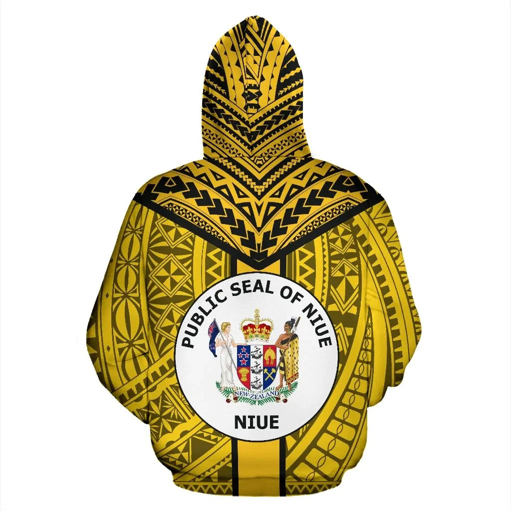 Niue Hoodie - Niue Flag Coat Of Arms Polynesian Tattoo