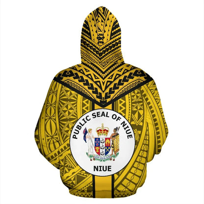 Niue Hoodie - Niue Flag Coat Of Arms Polynesian Tattoo