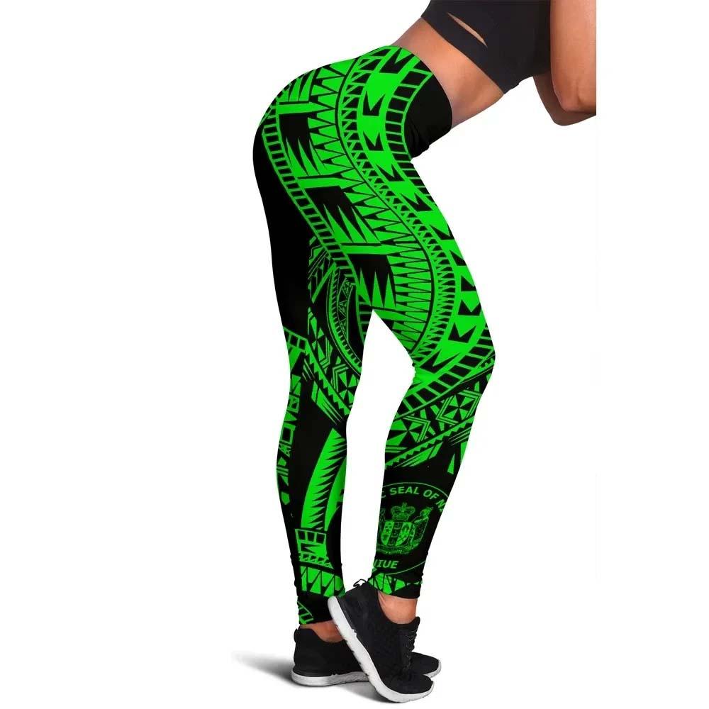 Niue Legging Polynesian Pattern Green
